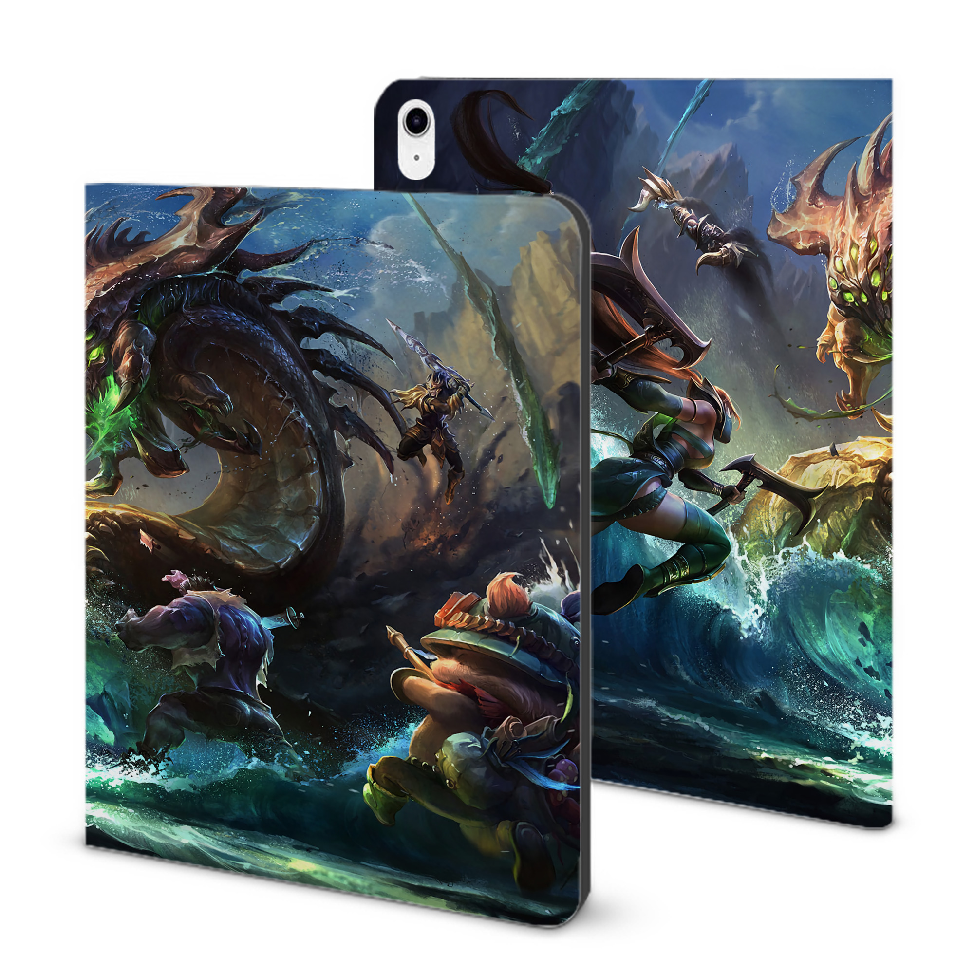 （画像用） リーグ・オブ・レジェンド League of Legends LOL IPad ケース ブック型 PUレザー TPU 耐衝撃 軽量 薄型 ペン収納なし 全面保護 IPad 各モデル対応